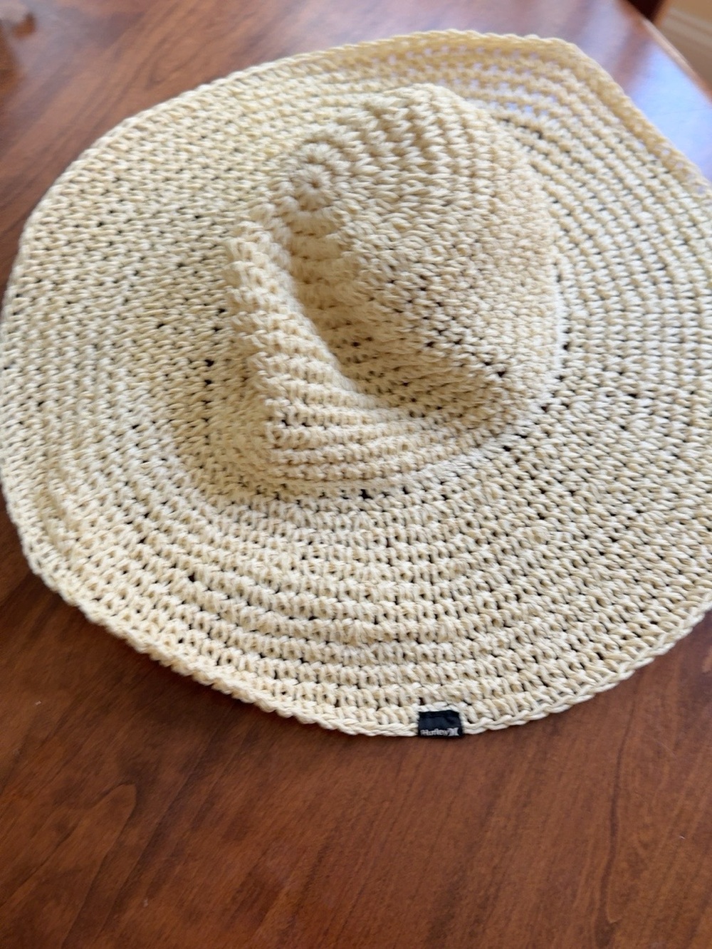 Hurley Cream Wide Brim Sun Hat Boho Beach Summer